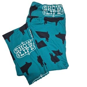 Curvy‎ Plus Show Life Pig Farm Animal Teal Leggings Buttery Soft TC Size